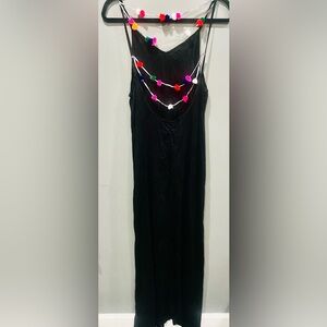 Boho Me Black Maxi Pom Pom Dress Size S